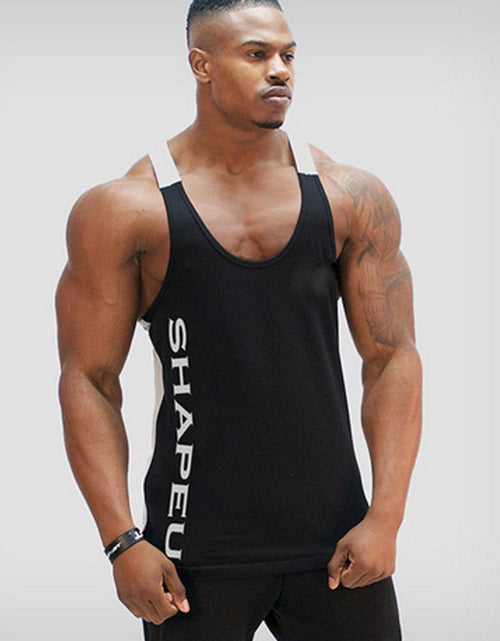 Load image into Gallery viewer, Sports Running T-shirt Men Gym Fitness Tops Tee Shirt Stringer Bodybuilding Singlets Muscle Vest T Shirt Workout Shirt
