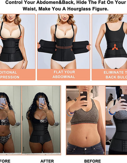 Load image into Gallery viewer, Waist Trainer Body Shaper for Women Plus Size 2 Straps Steel Bones Workout Sauna Trimmer Neoprene Slimming Exercise Corset Tops
