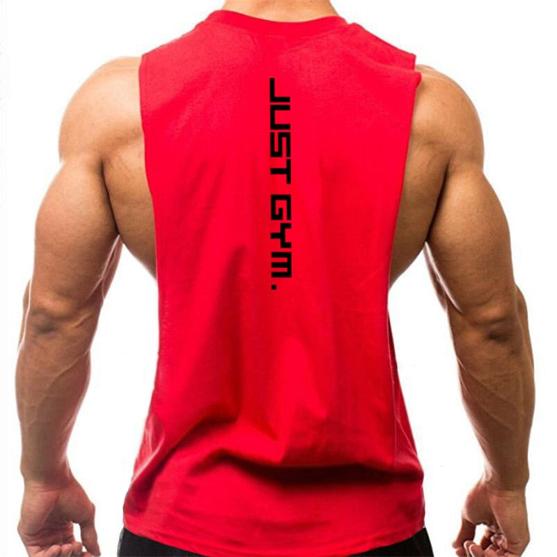 Just Gym Clothing Fitness Mens Sides Cut Off T-shirts Dropped Armholes Bodybuilding Tank Tops Workout Sleeveless Vest