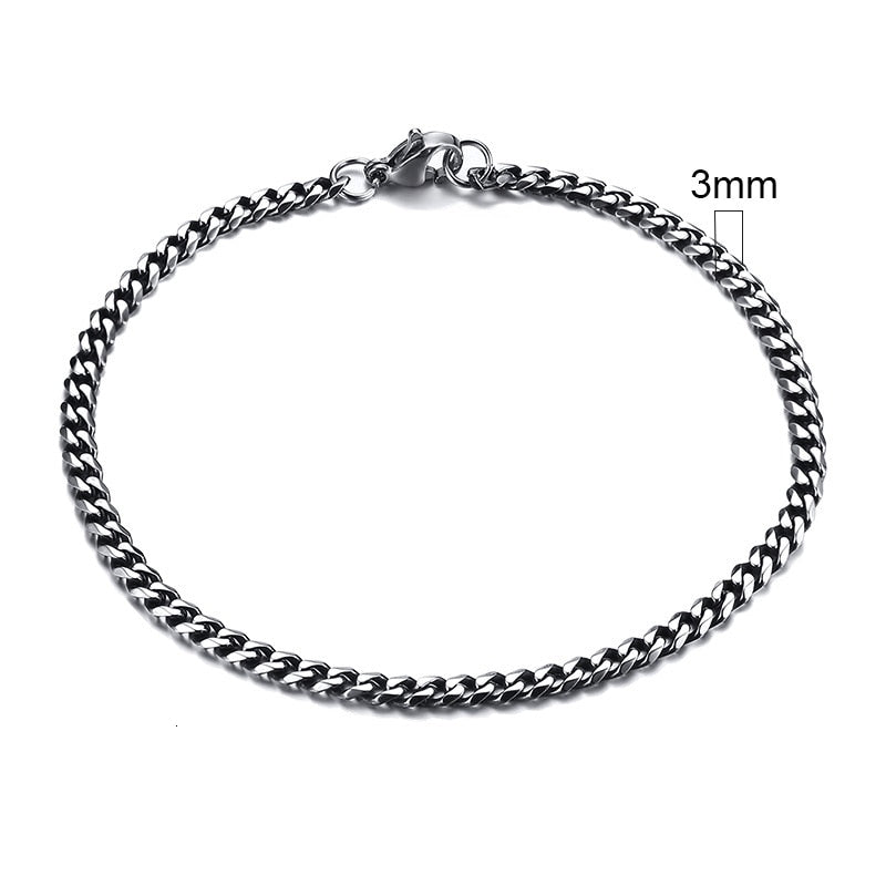 3-11mm Chunky Miami Curb Chain Bracelet for Men, Stainless Steel Cuban Link Chain Wristband Classic Punk Heavy Male Jewelry