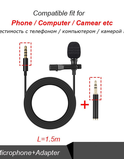 Load image into Gallery viewer, 3.5mm Mini Lavalier Microphone Metal Clip Lapel Mic for Mobile Phone PC Laptop Wired Mikrofo/Microfon for Speaking Vocal Audio
