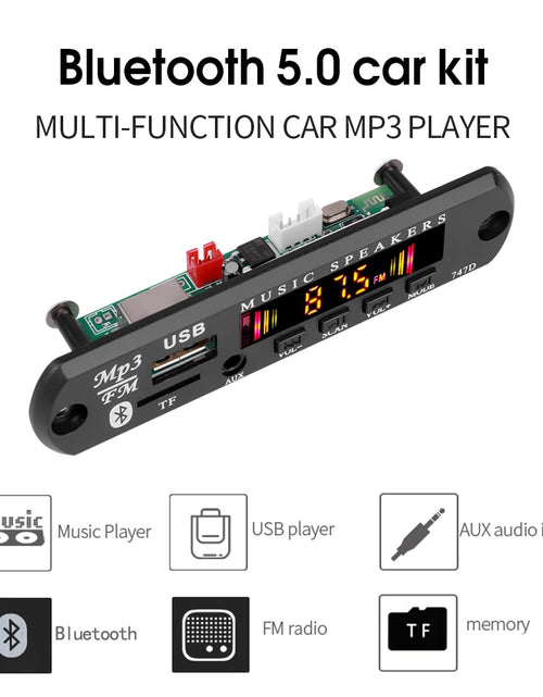 Load image into Gallery viewer, Wireless Bluetooth 5.0 9V-12V MP3 WMA Decoder Board Car Audio USB TF FM Radio Module Color Screen MP3 Player with Remote Control
