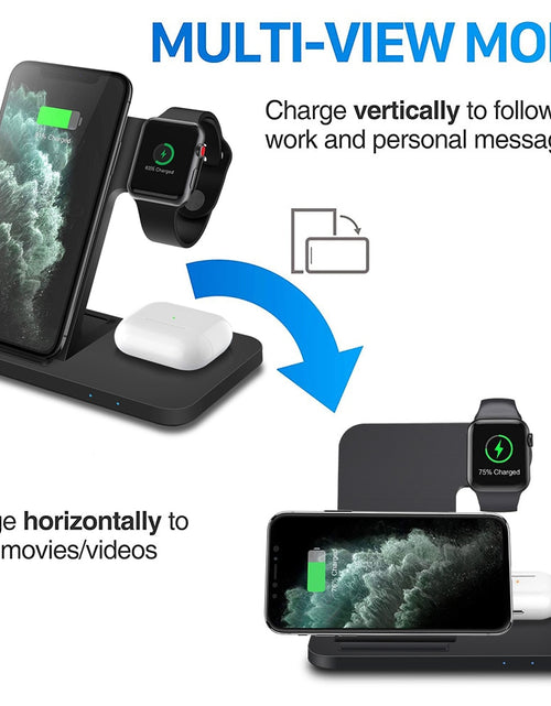 Load image into Gallery viewer, 15W Fast Wireless Charger Dock Station For iPhone 14 13 12 11 XS XR X 8 Apple Watch 8 7 6 SE 5 AirPods 3 Pro Charging Stand
