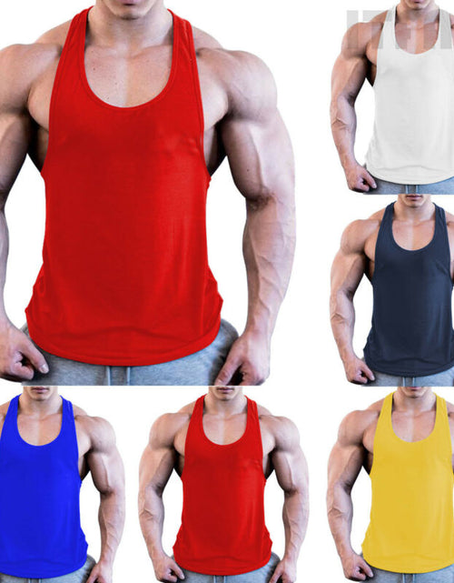 Load image into Gallery viewer, Gym Men Muscle Sleeveless Shirt Tank Top Bodybuilding Sport Fitness Workout Stringer Weight Singlets Breathable Running T-Shirt
