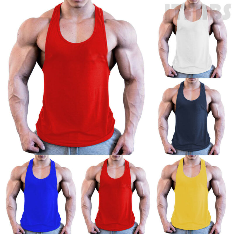 Gym Men Muscle Sleeveless Shirt Tank Top Bodybuilding Sport Fitness Workout Stringer Weight Singlets Breathable Running T-Shirt