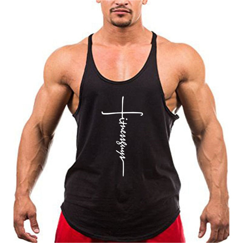 Gym Stringer Tank Top Men Bodybuilding Clothing Cotton Sleeveless Shirt Man Fitness Vest Singlet Sportwear Workout Tanktop