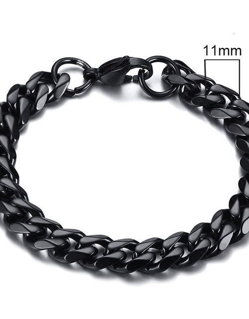 Load image into Gallery viewer, Mens Simple 3-11mm Stainless Steel Curb Cuban Link Chain Bracelets for Women Unisex Wrist Jewelry Gifts
