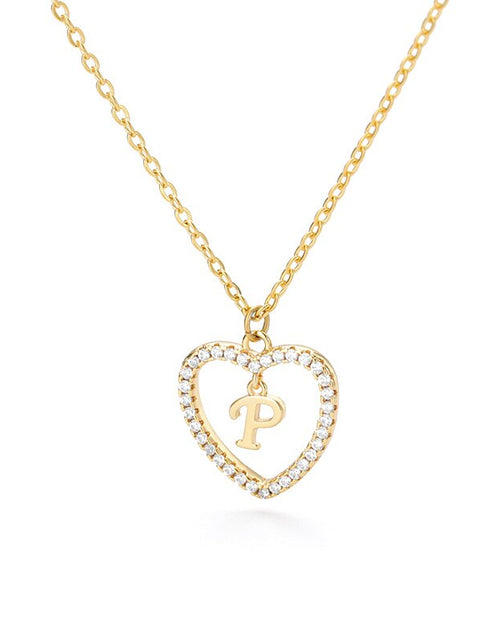 Load image into Gallery viewer, Heart Initial Necklace For Women Hollow Zircon Alphabet Necklaces Letter Pendant 2022 Trend Couple Jewelry Gift collier femme
