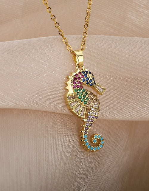 Load image into Gallery viewer, Sea Horse Pendant Necklace For Women Stainless Steel Gold  Color Necklaces 2022 Trend Couple Aesthetic Jewerly collares
