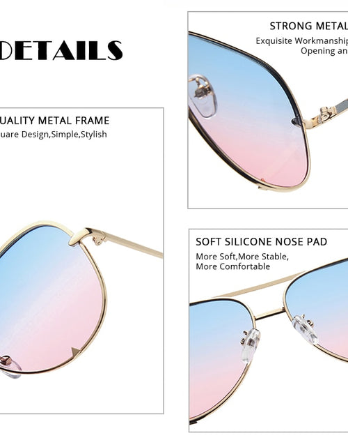 Load image into Gallery viewer, Sunglasses Women Fashion Alloy Pilot Sun Glasses Men Gradient Lens Driving Shades Ladies UV400
