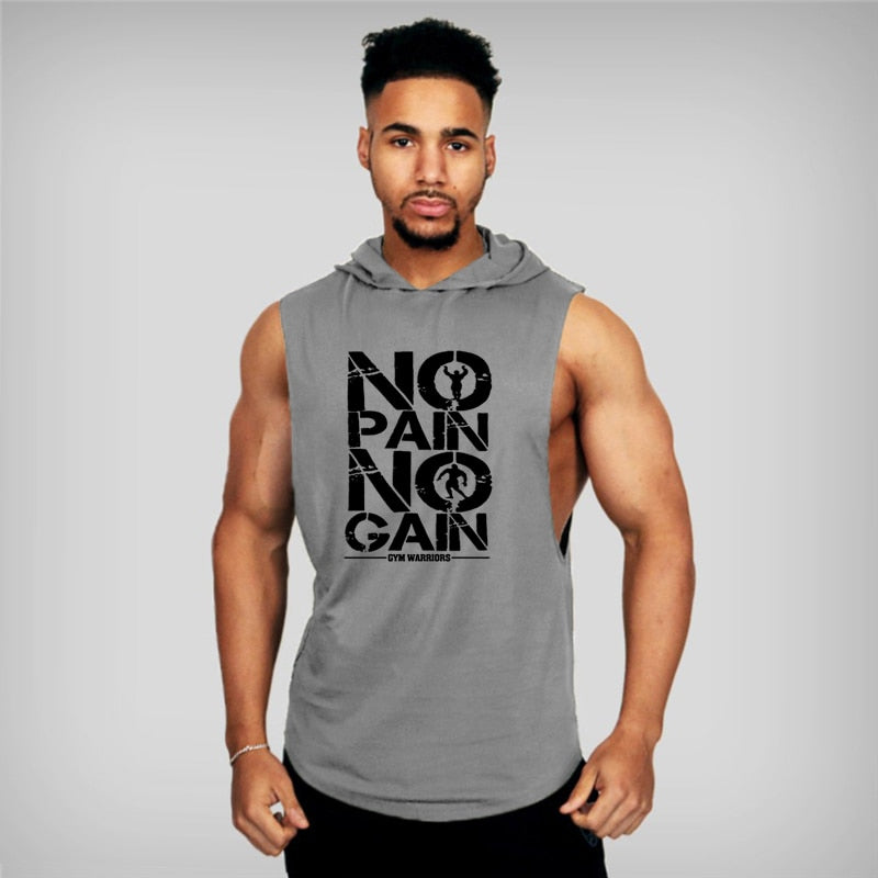 Gyms Clothing Mens Bodybuilding Hooded Tank Top Cotton Sleeveless Vest Sweatshirt Fitness Workout Sportswear Tops Male