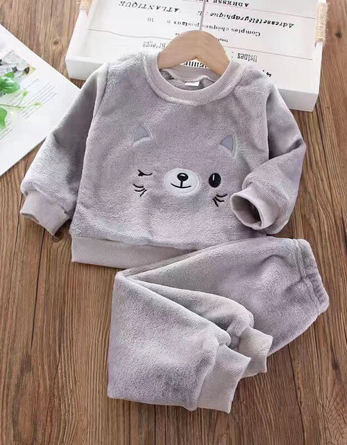 Load image into Gallery viewer, Baby Girls Clothing Set Autumn Winter Velvet Thick Warm Casual Hooded Sweater Cartoon Elephant 3Pcs Toddler Boys Clothes Suit
