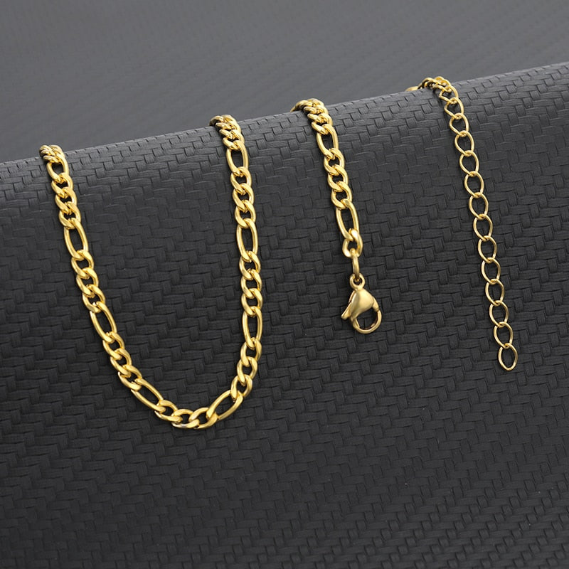 Chain Necklace Women Gold  Color Female Male Long Necklace Stainless Steel Classic Choker Chains Jewerly Wholesale