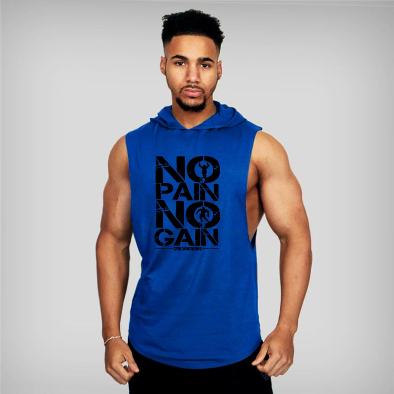 Gyms Clothing Mens Bodybuilding Hooded Tank Top Cotton Sleeveless Vest Sweatshirt Fitness Workout Sportswear Tops Male