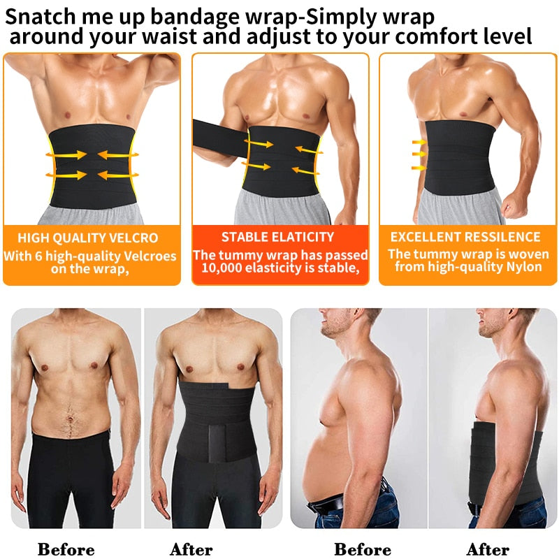 Men Waist Trainer Abdomen Body Shaper High Compression Modeling Strap Slimming Belly Belt Fitness Cincher Sweat Wraps Shapewear