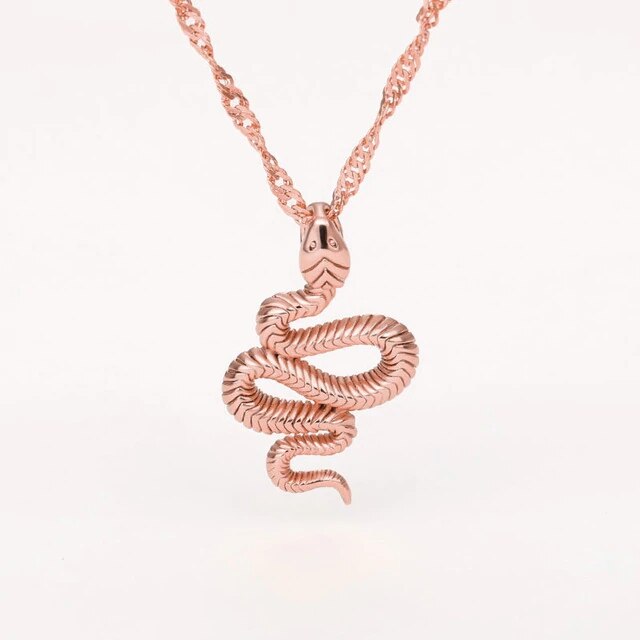 Snake Pendant Necklace For Women Simple Gold Color Animals Necklace Collar Pendant Stainless Steel Jewelry collar hombre