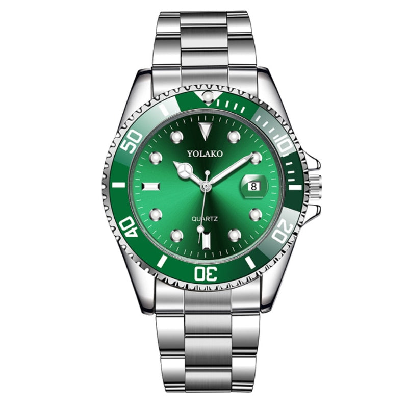 Men Watch New Luxury Business Watch Men Waterproof Date Green Dial Watches Fashion Male Clock Wrist Watch Relogio Masculino