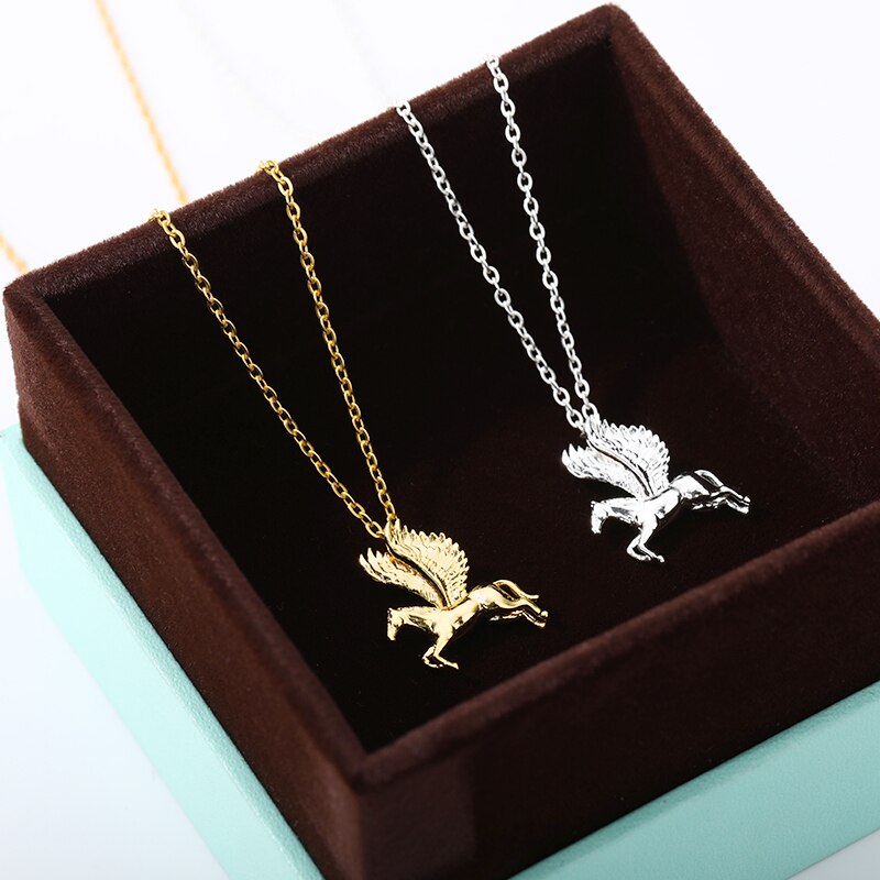 Stainless Steel Pegasus Necklace For Women Men Goth Gold Color Necklace Pendant 2020 Fashion Choker Boho Jewerly Christmas Gift