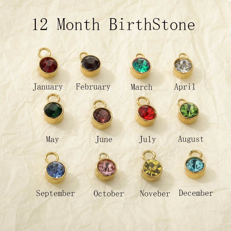 Sweetest Birthstone Rings For Women 12 Months Color Birthstone CZ Couple Ring Anniversary Stainless Steel Jewelry Gift 2022