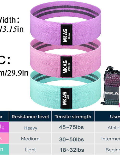 Load image into Gallery viewer, Hip Fitness Resistance Bands Exercise Workout Set Fabric Loop Yoga Booty Bands 3-Piece For Leg Thigh Butt Squat Glute Equipment
