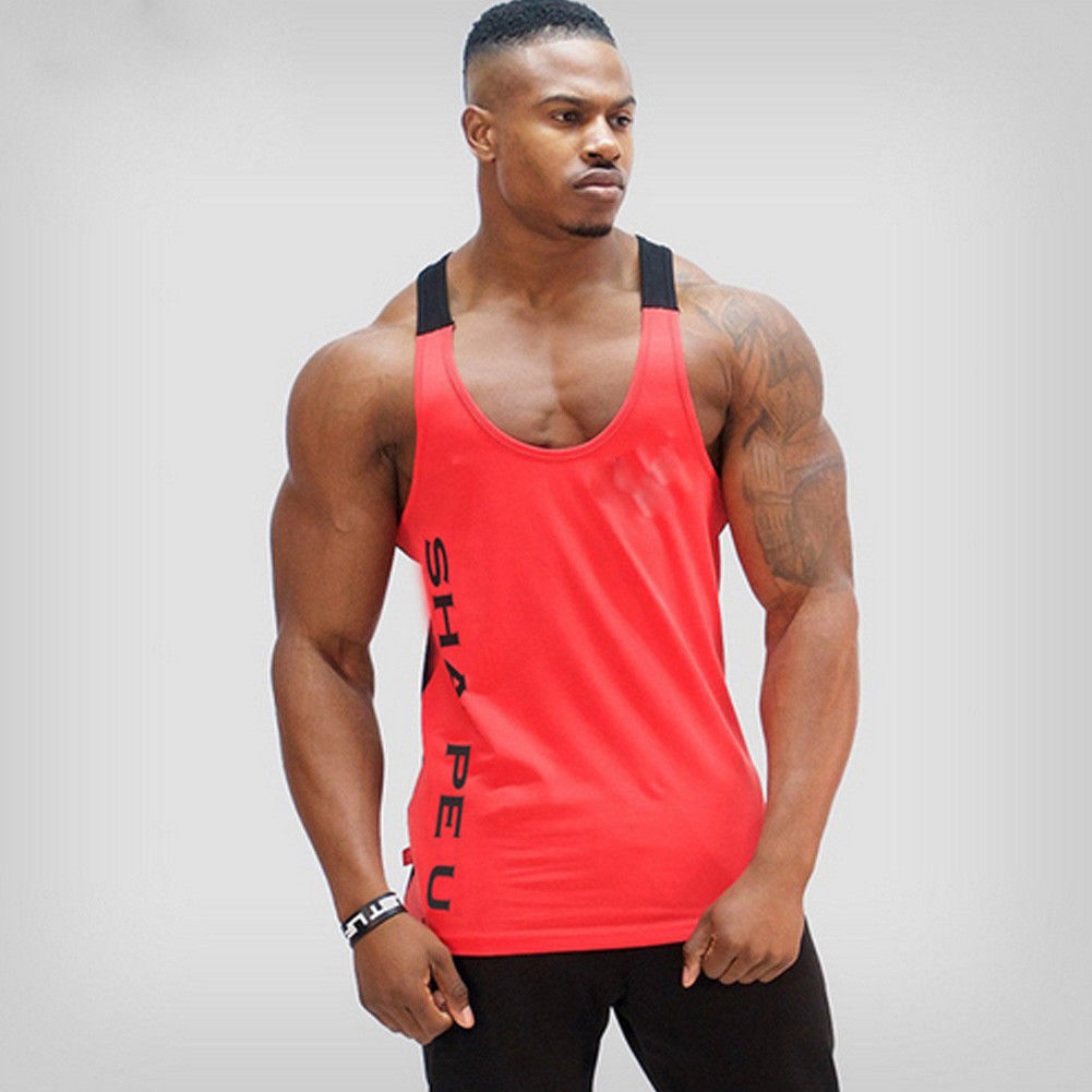 Sports Running T-shirt Men Gym Fitness Tops Tee Shirt Stringer Bodybuilding Singlets Muscle Vest T Shirt Workout Shirt