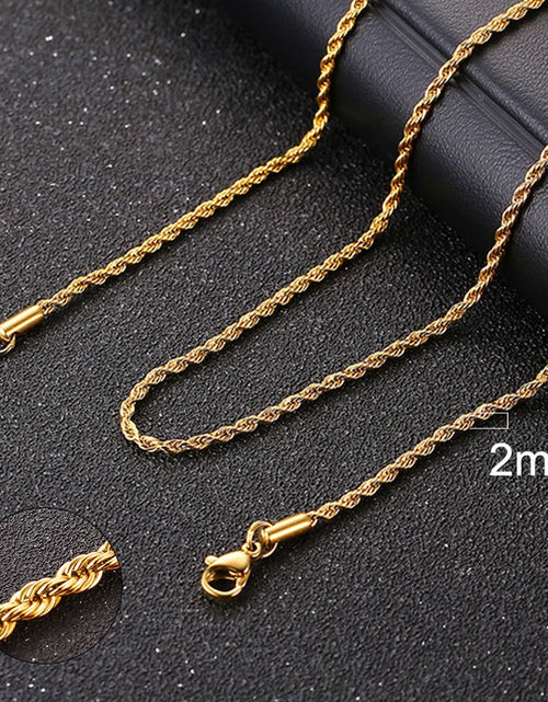 Load image into Gallery viewer, Cuban Chain Necklace for Men Women, Basic Punk Stainless Steel Curb Link Chain Chokers,Vintage Gold Tone Solid Metal Collar
