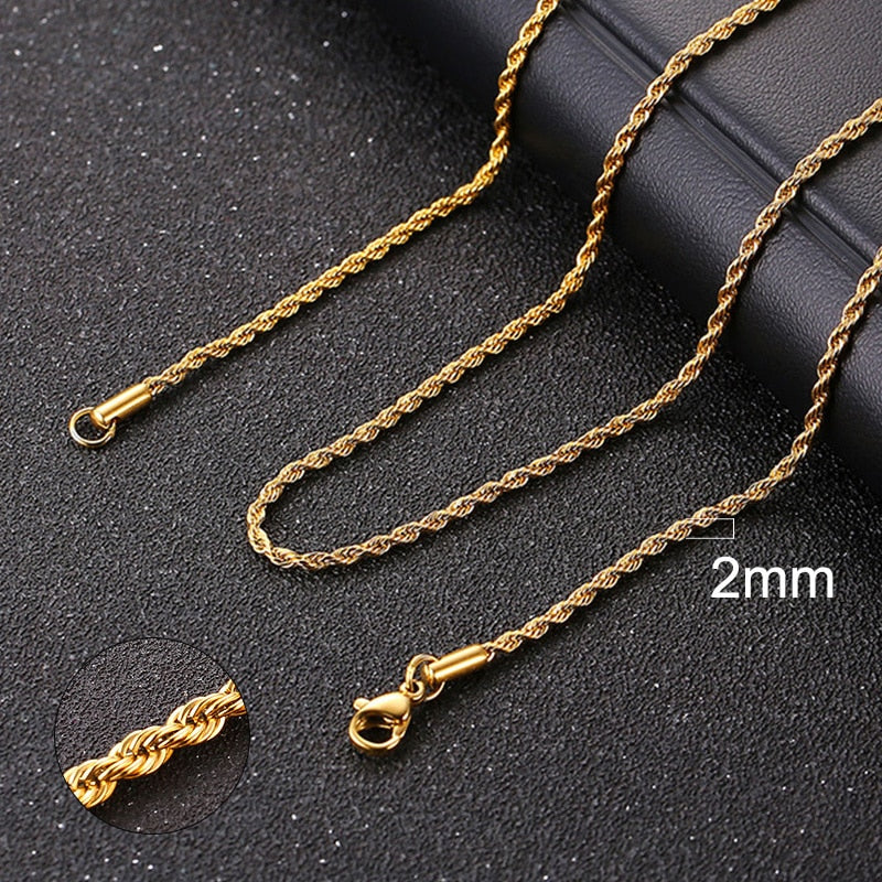 Cuban Chain Necklace for Men Women, Basic Punk Stainless Steel Curb Link Chain Chokers,Vintage Gold Tone Solid Metal Collar