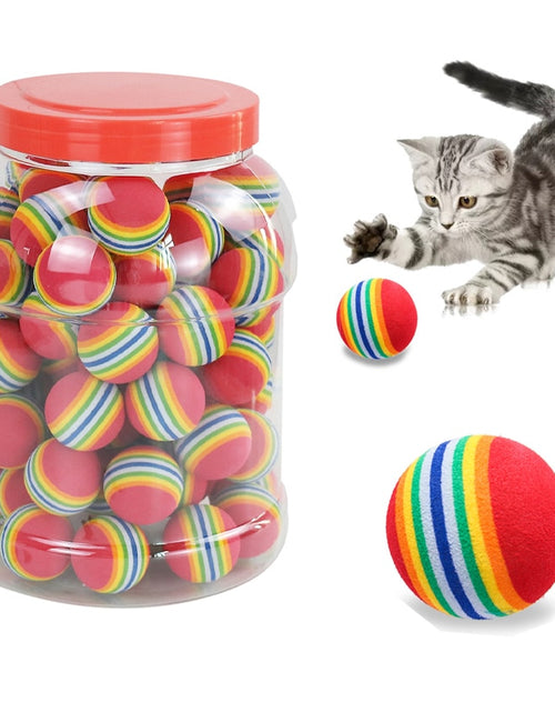 Load image into Gallery viewer, Rainbow EVA Cat Toys Ball Interactive Cat Dog Play Chewing Rattle Scratch EVA Ball Training Balls Pet Toys Supplies
