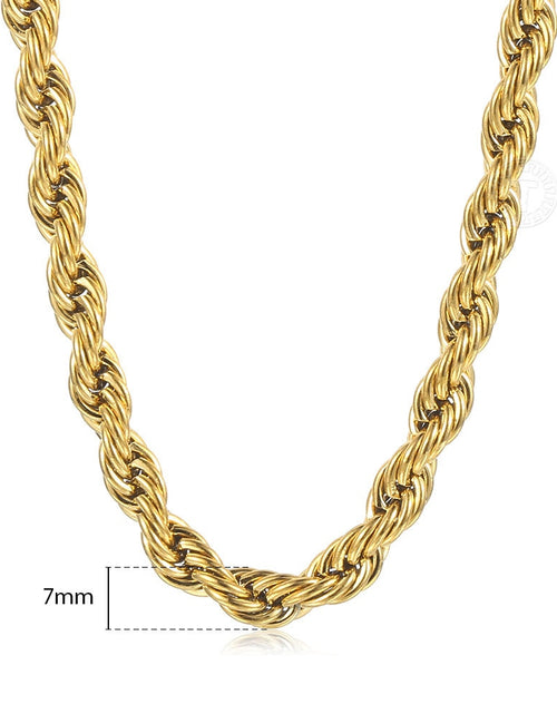 Load image into Gallery viewer, New Fashion Twisted Rope Link Chain Gold Color Stainless Steel Necklace for Men Unisex Chain Jewelry Gifts 22inch 3-7mm KNM178A
