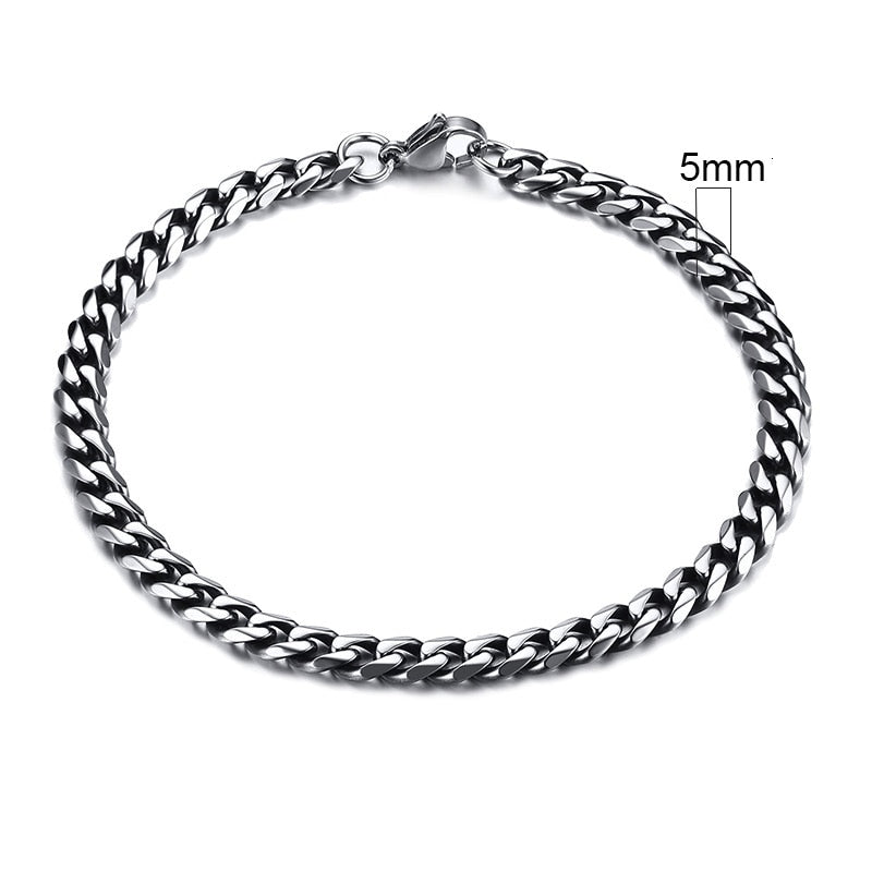 3-11mm Chunky Miami Curb Chain Bracelet for Men, Stainless Steel Cuban Link Chain Wristband Classic Punk Heavy Male Jewelry