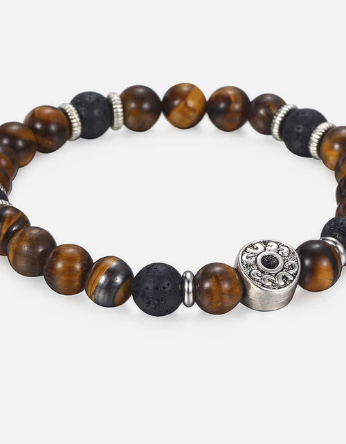 Load image into Gallery viewer, 9mm Tiger Eye Stone Beads Bracelet For Mens Stainless Steel Elastic Charm Bracelets Male Jewelry Men&#39;s Gifts Dropshipping DB42
