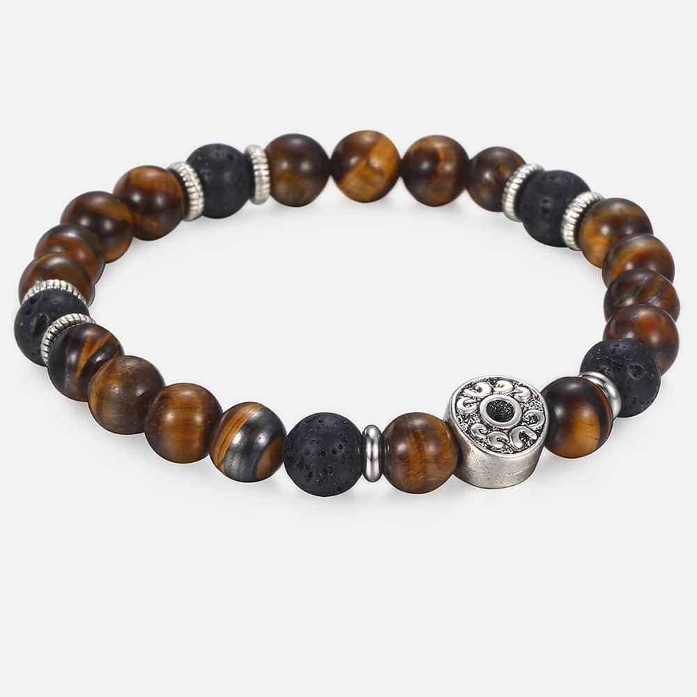 9mm Tiger Eye Stone Beads Bracelet For Mens Stainless Steel Elastic Charm Bracelets Male Jewelry Men&#39;s Gifts Dropshipping DB42