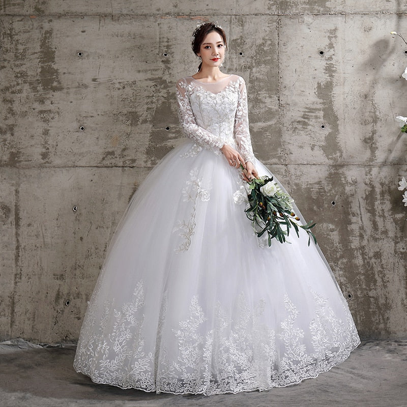 Wedding Dress 2022 New Birde Long Sleeve Ball Gown Luxury Lace Wedding Dresses Vestido De Noiva Robe De Mariee Plus Size