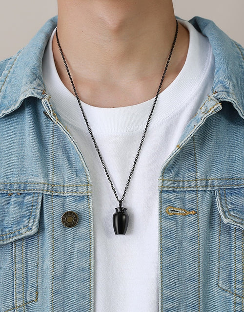 Load image into Gallery viewer, Vnox Openable Earthen Jar Columbarium Shape Pendant for Men Women,Stylish Perfume Holder Ashes Cremation Urn Punk Rock Necklace
