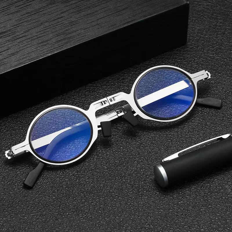 Round Folding Reading Glasses Men Women Anti Blue Light Presbyopia Glasses Portable Design Readers Eyewear With Case