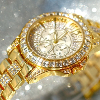 2023 Women Watches Quartz Diamond Luxury Watch Fashion Top Brand Wristwatch Fashion Watch Ladies Crystal Jewelry Rose Gold Watch