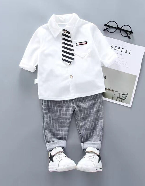 Load image into Gallery viewer, Children Kids Gentleman Clothing Suit Birthday Wedding Party Elegant Set Baby Boy Casual Wear Striped Shirt Vest Pants Costume
