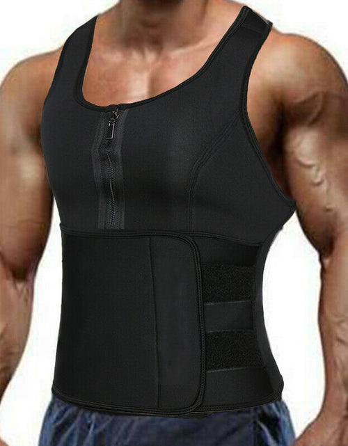 Load image into Gallery viewer, Neoprene Sauna Workout Suit Men Waist Trainer Corset Slimming Vest Zipper Body Shaper with Adjustable Tank Top Faja Shapewear
