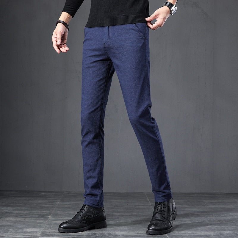 2022 Spring Autumn Business Dress Pants Men Elastic Waist Frosted Fabric Casual Trousers Formal Social Suit Pant Costume Homme