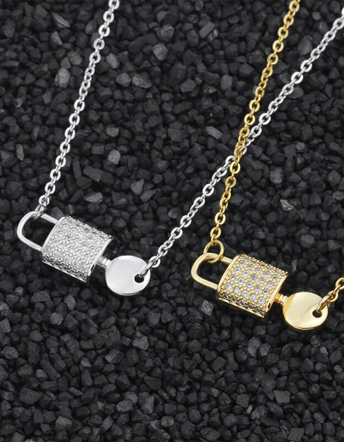 Load image into Gallery viewer, Crystal Lock Necklace For Women Stainless Steel Gold Color Necklaces Pendants Choker 2022 Trend Jewerly Collares Mujer
