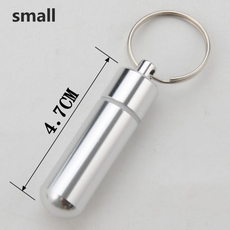 Waterproof Aluminum Pill Box Case Bottle Cache Drug Holder for Traveling Camping Container Keychain Medicine Box Health Care