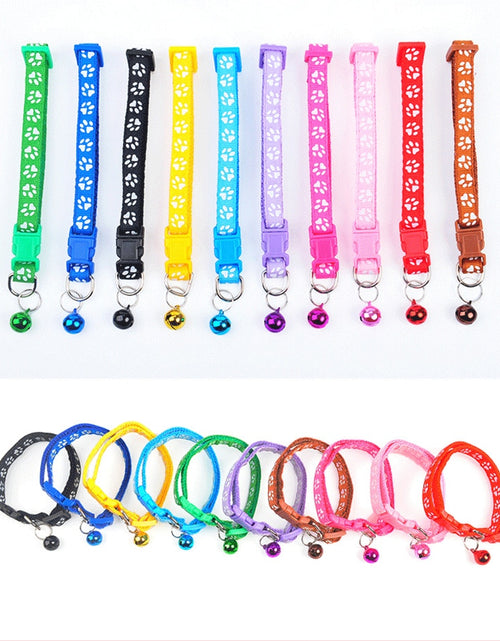 Load image into Gallery viewer, 1Pc Colorful Cute Bell Collar Adjustable Buckle Cat Collar Pet Supplies Footprint Personalized Kitten Collar Small Dog Accessory
