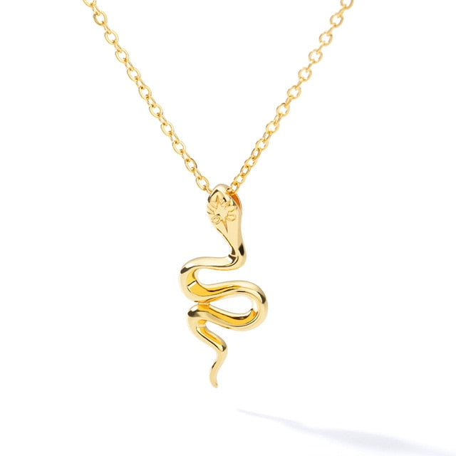 Snake Pendant Necklace For Women Simple Gold Color Animals Necklace Collar Pendant Stainless Steel Jewelry collar hombre