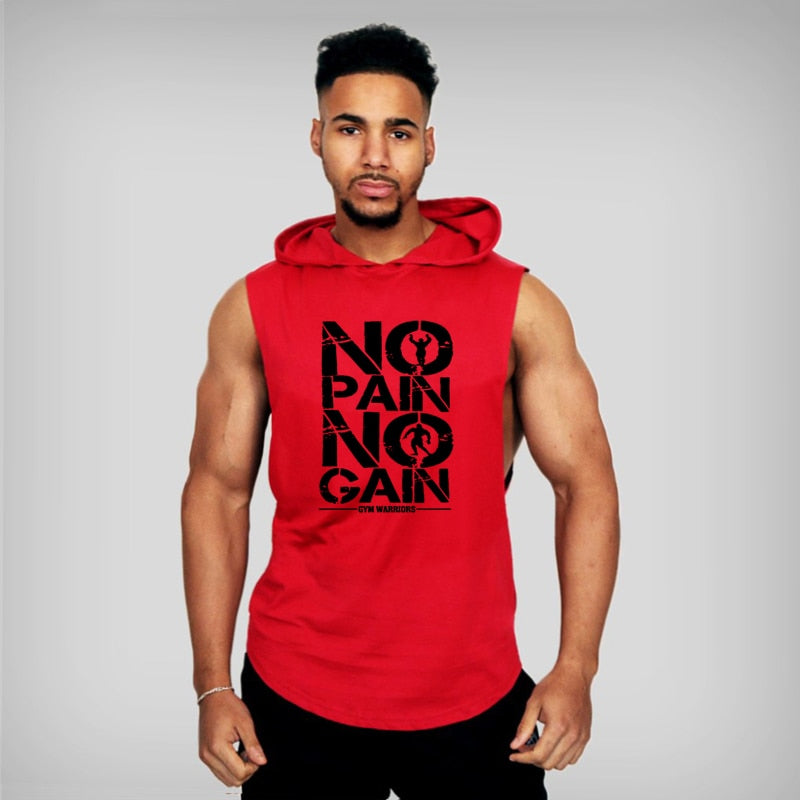 Gyms Clothing Mens Bodybuilding Hooded Tank Top Cotton Sleeveless Vest Sweatshirt Fitness Workout Sportswear Tops Male