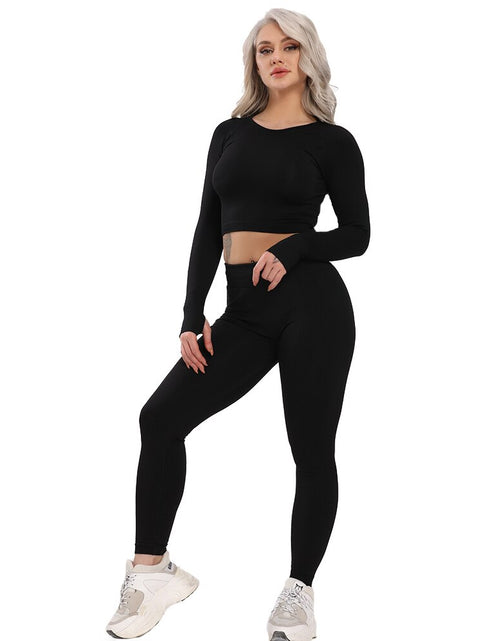 Load image into Gallery viewer, Seamless Yoga Set Fitness Women&#39;s Tracksuit Female Long Sleeve Crop Top High Waist Sports Leggings Workout Suits Gym Sportswear
