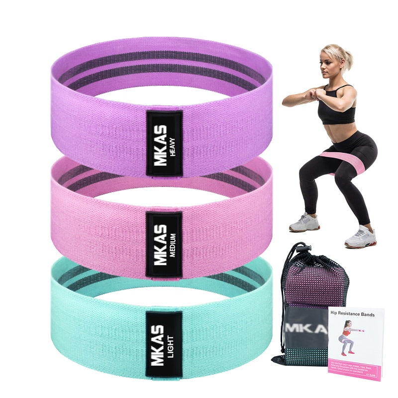 Hip Fitness Resistance Bands Exercise Workout Set Fabric Loop Yoga Booty Bands 3-Piece For Leg Thigh Butt Squat Glute Equipment