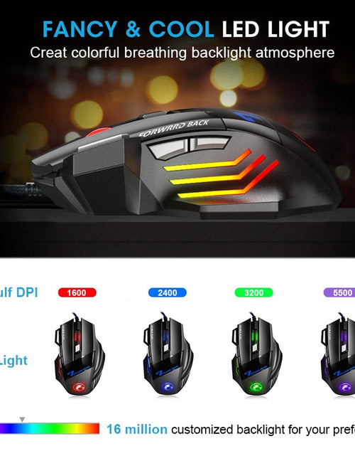 Load image into Gallery viewer, Ergonomic Wired Gaming Mouse LED 5500 DPI USB Computer Mouse Gamer RGB Mice X7 Silent Mause With Backlight Cable For PC Laptop
