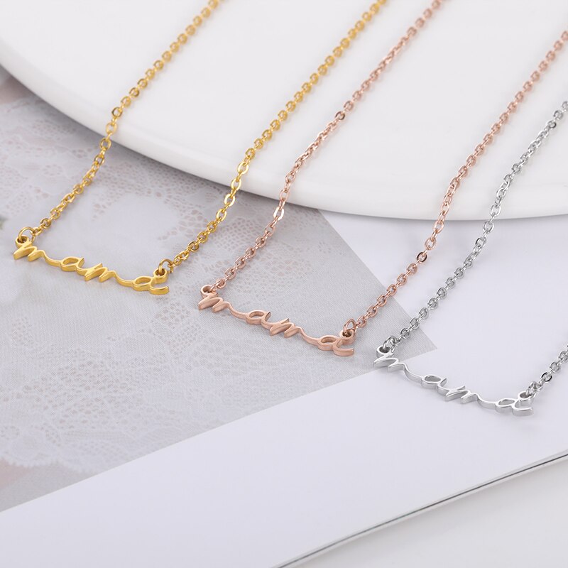 Vintage Mama Letters Necklace For Women Stainless Steel Mom Baby long Chain Pendant Necklaces sexy accessories Mother&#39;s Day Gift