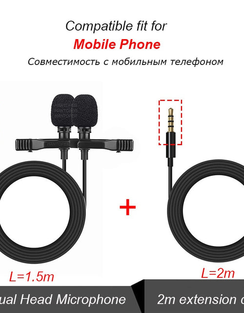 Load image into Gallery viewer, 3.5mm Mini Lavalier Microphone Metal Clip Lapel Mic for Mobile Phone PC Laptop Wired Mikrofo/Microfon for Speaking Vocal Audio
