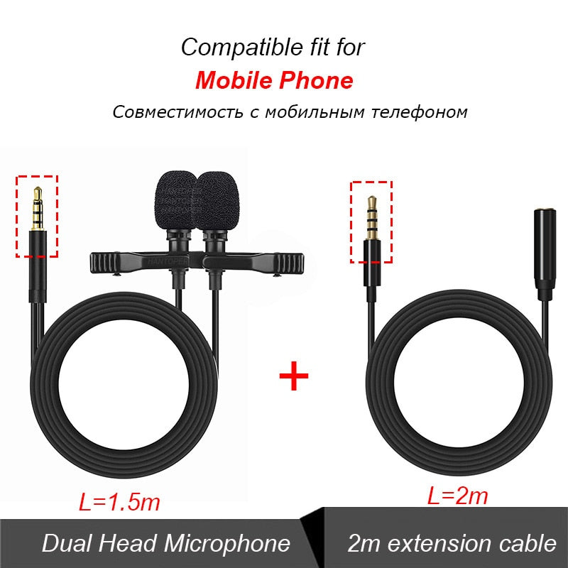 3.5mm Mini Lavalier Microphone Metal Clip Lapel Mic for Mobile Phone PC Laptop Wired Mikrofo/Microfon for Speaking Vocal Audio